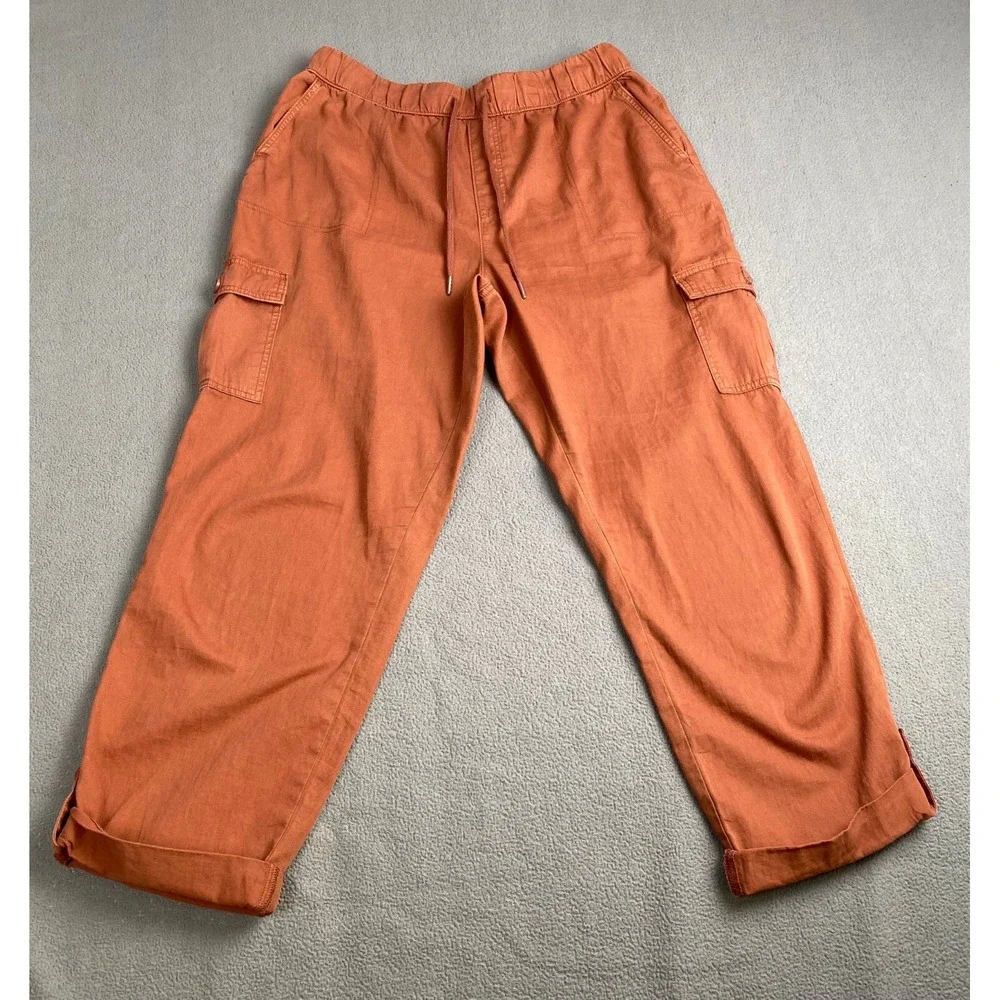 TRUTH+THEORY Women's Size XL Brick,Lightweight Cargo Cropped Pants,Elastic Waist